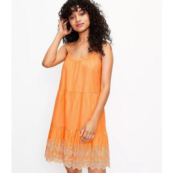LOFT Eyelet Tiered Swing Dress